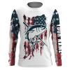 Yellowfin Tuna And Fishing Gaff American Flag Patriotic Custom Name Performance Long Sleeve Shirt – Fsd2470