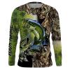 Largemouth Bass Green Fishing Camo Long Sleeve Fishing Tournament Shirts Customize Name Nqs2150