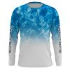 Personalized Water Surface Blue Performance Shirts, Fishing Tournament Long Sleeve, Fishing Jerseys Fsd2673