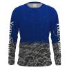 Custom Blue Fishing Camo Long Sleeve Performance Fishing Shirts, Fishing Apparel – Iphw1515