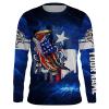 Texas Flag TX Bass Fishing US blue galaxy shirts for men Performance Long Sleeve Customize name NQSD100