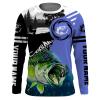 Largemouth Bass Fishing Fish On Blue Performance Fishing Shirt Customize Name Long Sleeves Nqs2121