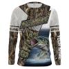 Largemouth bass fishing grey camo Customize name long sleeves fishing shirts NQS1861