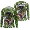 Largemouth Bass Fishing green camo performance fishing shirts Customize name long sleeves personalized shirts for men, women and kid – NQSD200