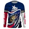 Texas Bass Fishing Tx Flag Custom Name Long Sleeve Shirt, Texas Fishing Jersey Fishing Gifts Fsd2332