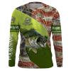 Largemouth bass Fishing green camo American flag Customize Name long sleeves fishing shirts NQS1805