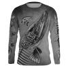 Northern Pike Fishing fish skull gray color Customize name long sleeves fishing shirts personalized gift for Fishing lovers NQS1427