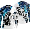 Fish reaper blue camo Custom Long Sleeve Fishing Shirts, personalized Tournement Fishing Shirts – IPHW813