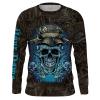 Fish Reaper Blue Camo Custom Name Performance Long Sleeves Fishing Shirt, Fishing Gift Nqs2112