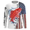 Red Snapper Saltwater Fishing American Flag Patriotic 4Thjuly Custom Name Performance Fishing Shirt Nqs2592