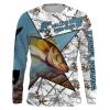 Ice fishing walleye Fishing apparel winter snow camo customize name long sleeves shirts personalized fishing clothing gift for adults and kids – IPH2075