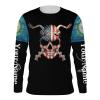 SD South Dakota Ice fishing apparel Fishing skull American flag customize name long sleeves shirts personalized Patriotic fishing clothing gift for adults and kids – IPH2080