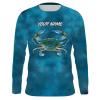 Blue crab Fishing apparel Sun / customize name long sleeves shirts personalized fishing clothing gift for adults and kids – IPH2063