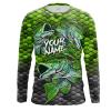 Largemouth Bass Fishing Green Scales Customize Name Long Sleeves Fishing Shirt Nqs1958