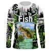 Largemouth Bass Fishing Born To Fish Fishing hook Fishaholic green muddy camo Sun / customize name long sleeves shirts personalized fishing apparel gift for Fishing lovers – IPH2018